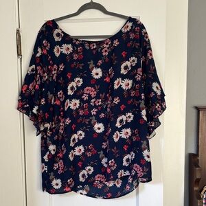 Justify Navy Floral Blouse